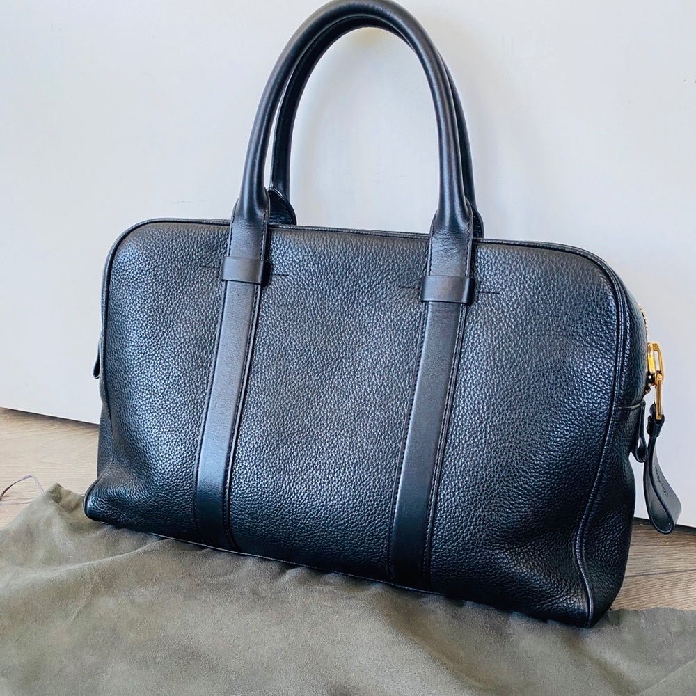 Tom Ford Trapeze Black Leather ZIP Briefcase